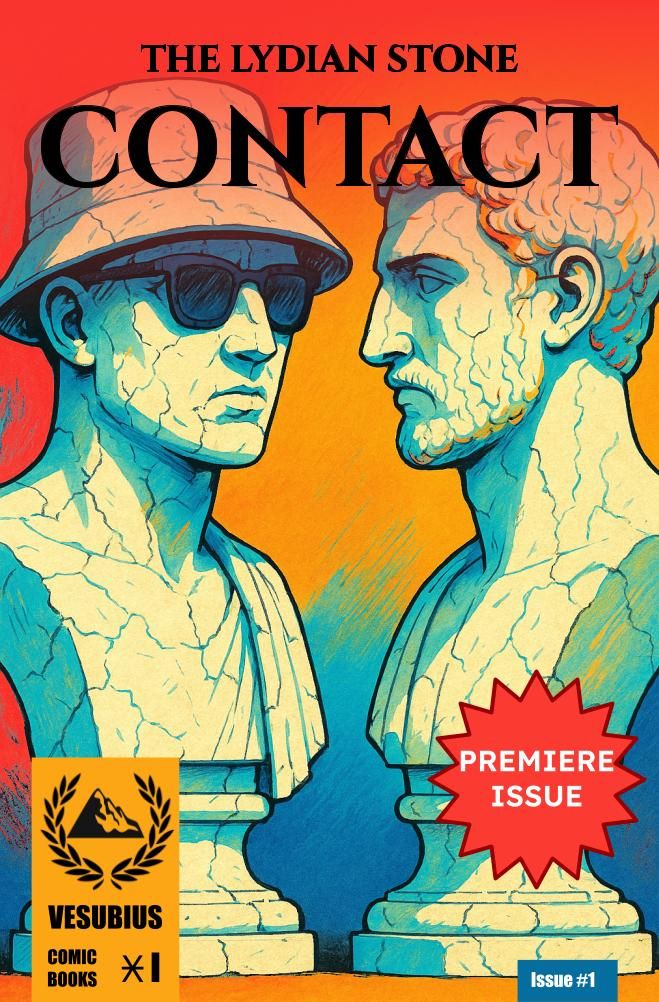 The Lydian Stone Issue 1: Contact - Cover Art showing Ulyses in Pompeii